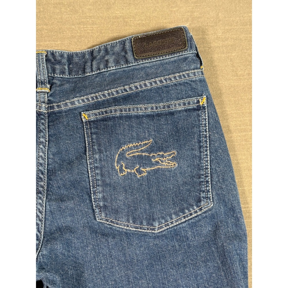 Lacoste Womens Bootcut Flare Jeans Medium Wash Croc Logo Size 32 F 4712 - Picture 9 of 10